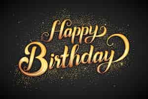 Free vector happy birthday lettering with golden letters