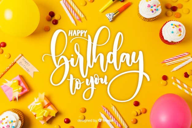 Happy birthday lettering with photo