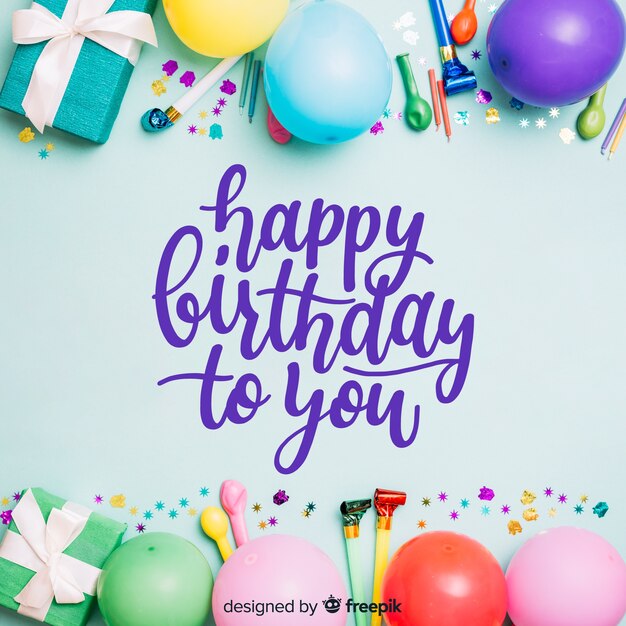 Happy birthday lettering with photo