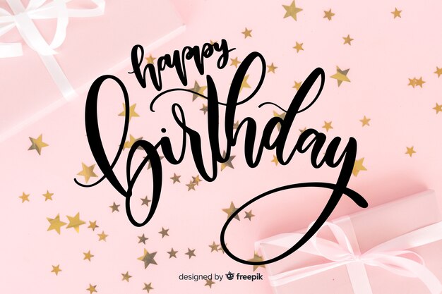 Happy birthday lettering with stars