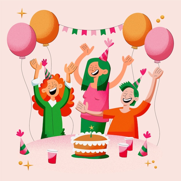 Free Vector happy birthday party illustration