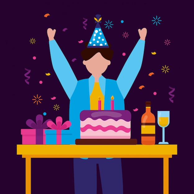 Free Vector happy birthday people in flat style