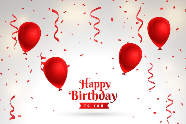 Free Vector happy birthday red realistic greeting with confetti