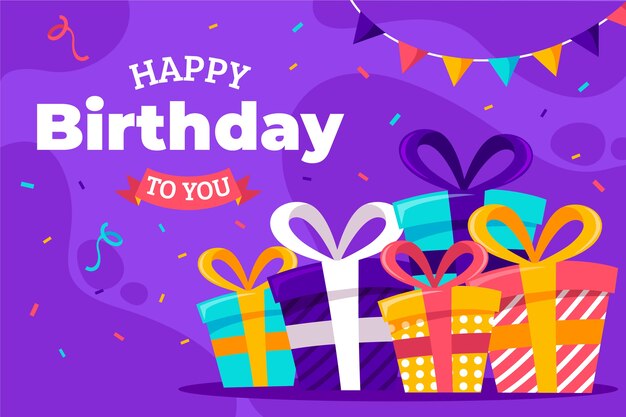 Happy birthday to you flat design with gift boxes