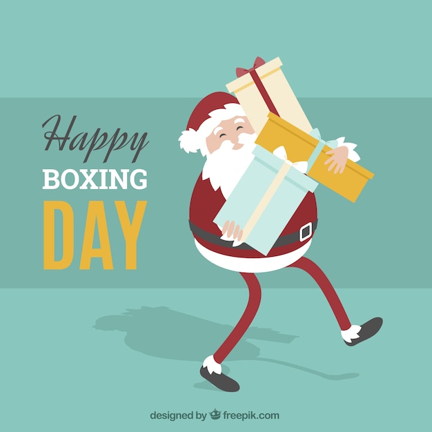 Happy boxing day with smiling santa claus