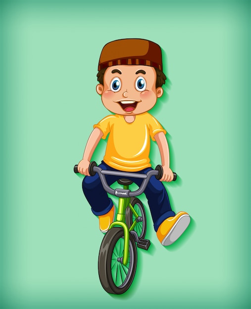 Happy  boy riding bicycle