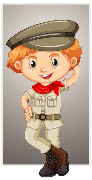 Happy boy in safari costume