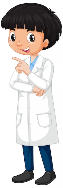 Free Vector happy boy in science gown standing isolated