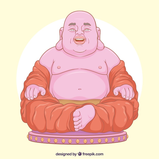 Happy budha with hand drawn style