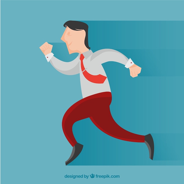 Happy businessman running