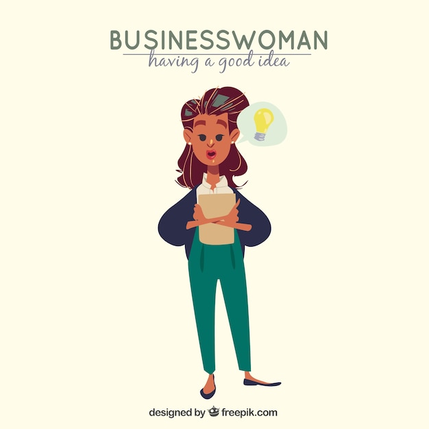 Happy businesswoman having a good idea