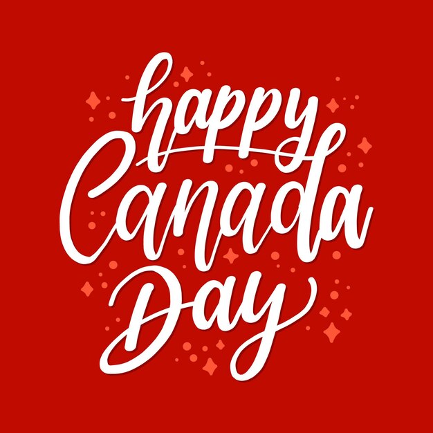 Happy canada day lettering with stars