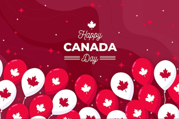 Free Vector happy canada day wallpaper with balloons