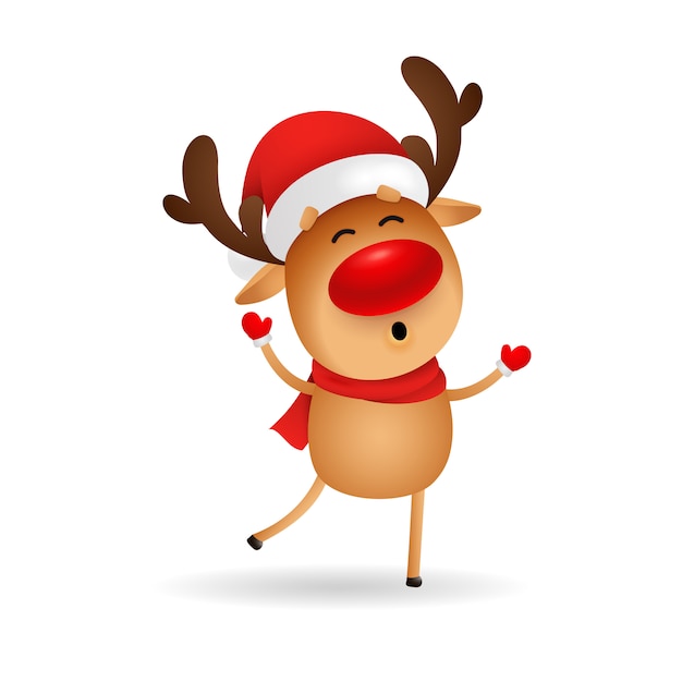 Free vector happy cartoon deer wishing merry christmas