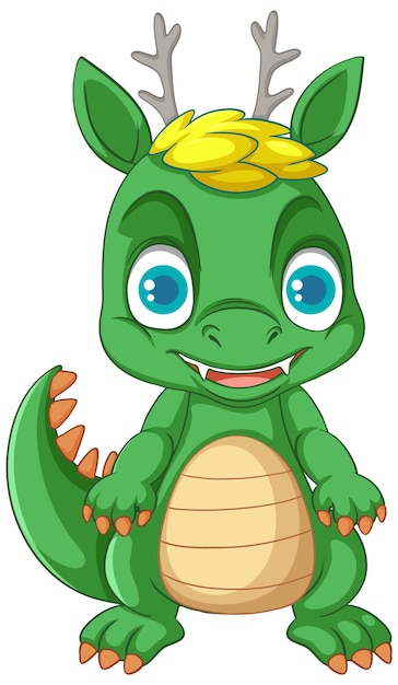 Happy cartoon dinosaur character smiling