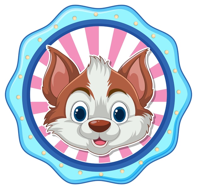 Free vector happy cartoon dog badge