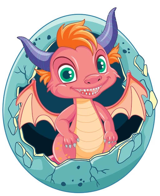 Free Vector happy cartoon dragon character smiling