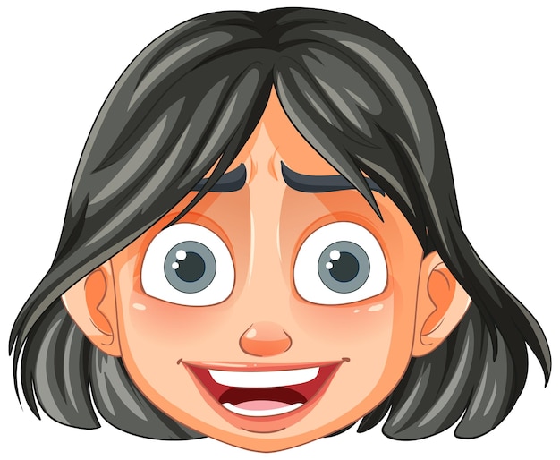 Free Vector happy cartoon face with black hair