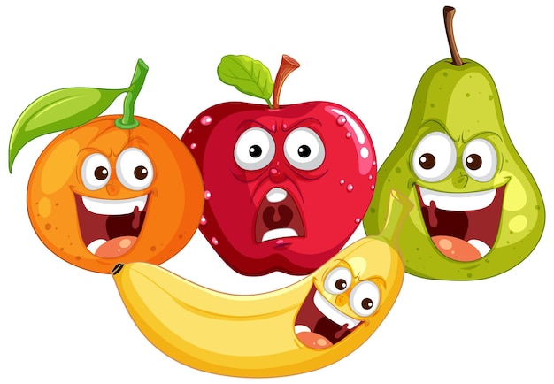 Free Vector happy cartoon fruits with faces