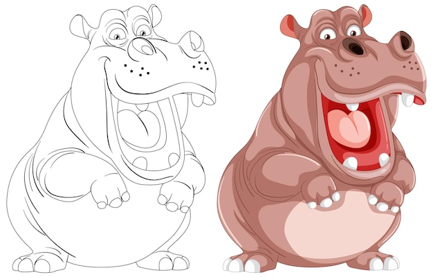 Free Vector happy cartoon hippo illustration