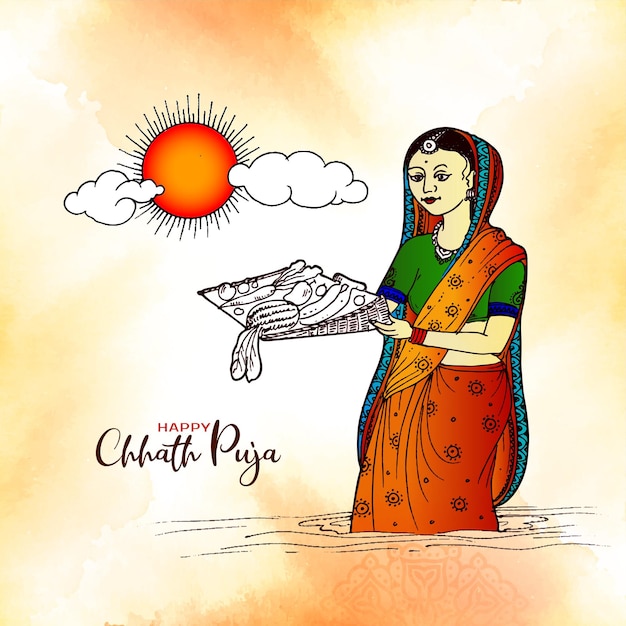 Happy Chhath Puja sun worship religious festival background