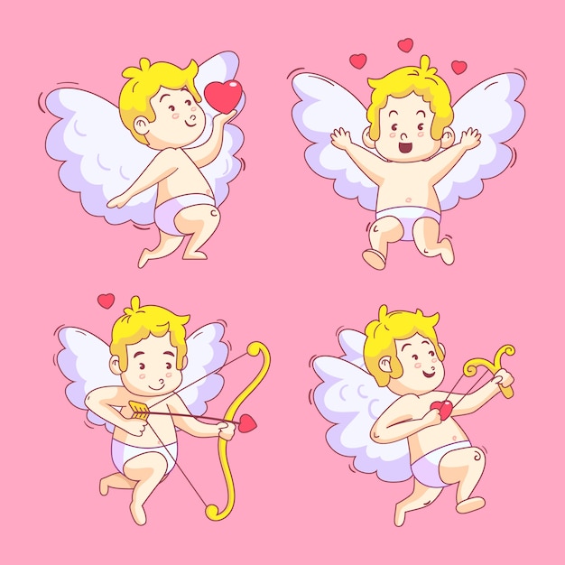 Happy childish cupid angel hand drawn