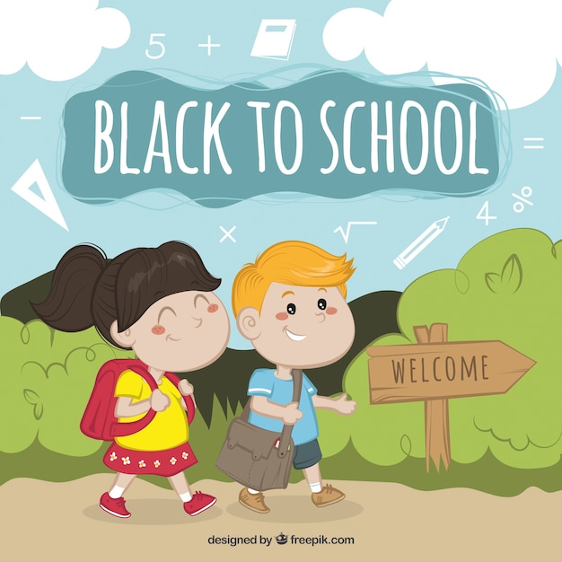 Free Vector happy children back to school background