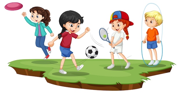 Free Vector happy children playing different sports