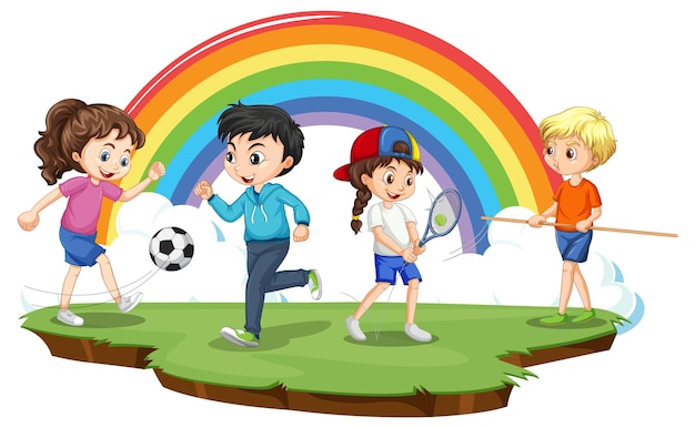 Free Vector happy children playing different sports