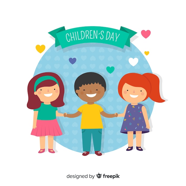 Free Vector happy children's day background in flat design