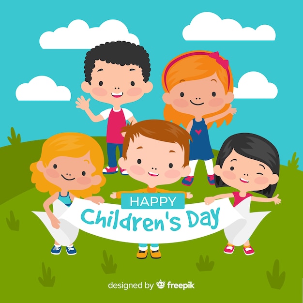 Happy children's day background in flat design