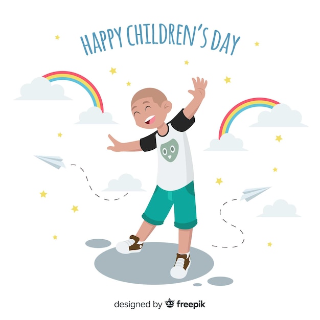 Free Vector happy children's day background in flat design