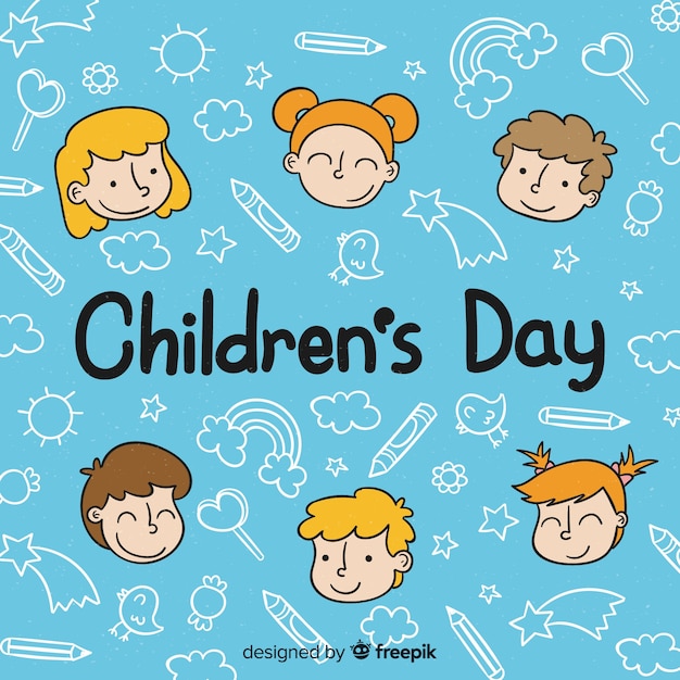 Happy children's day background in hand drawn style