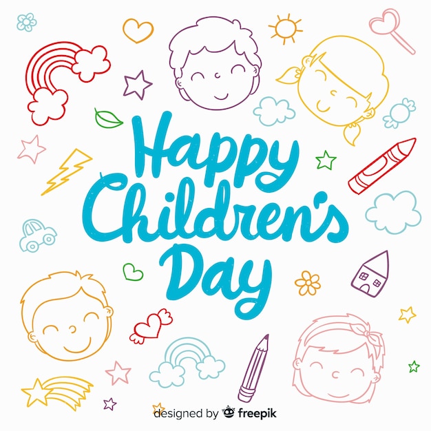 Happy children's day background with lettering