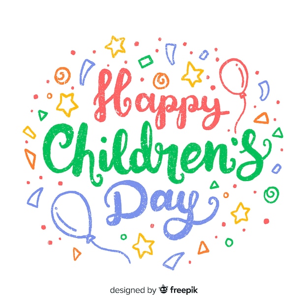 Happy children's day background with lettering