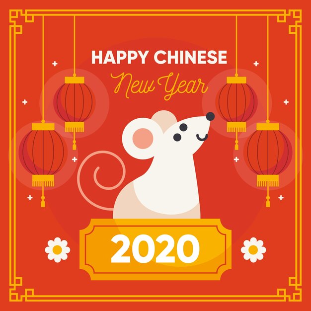 Happy chinese new year in flat design