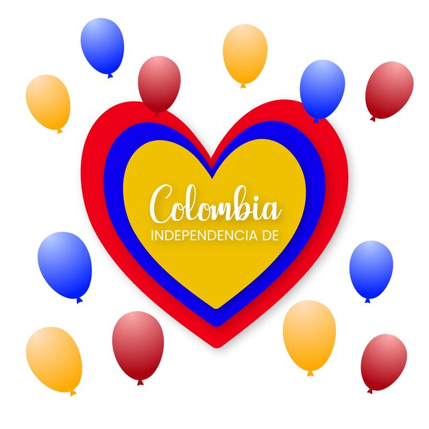 Happy Colombia Independencia De Yellow Blue Red Background Social Media Design Banner Free Vector