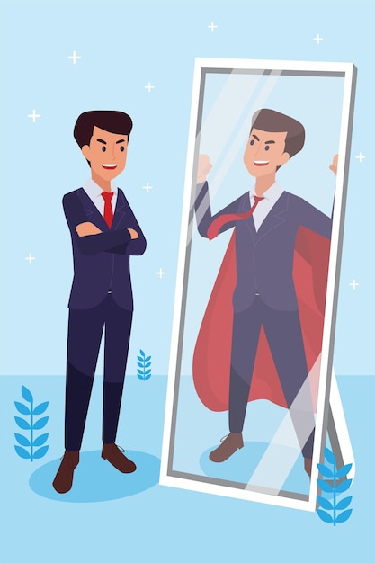 Free Vector happy   corporate man done his job as vison & mission and celebrating, leadership success and career progress concept, flat   illustration