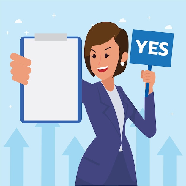 Free Vector happy   corporate woman done her job as vison & mission and celebrating, leadership success and career progress concept, flat   illustration