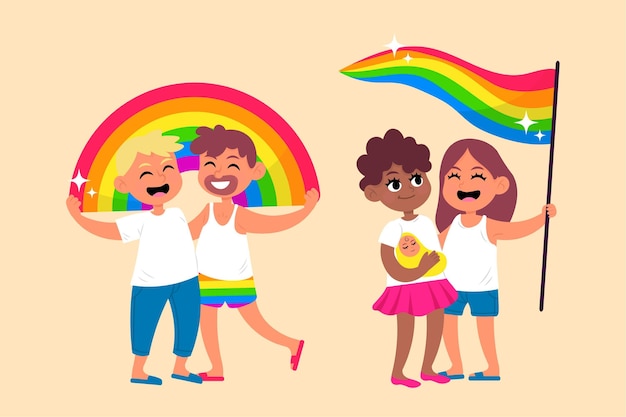 Happy couples celebrating pride