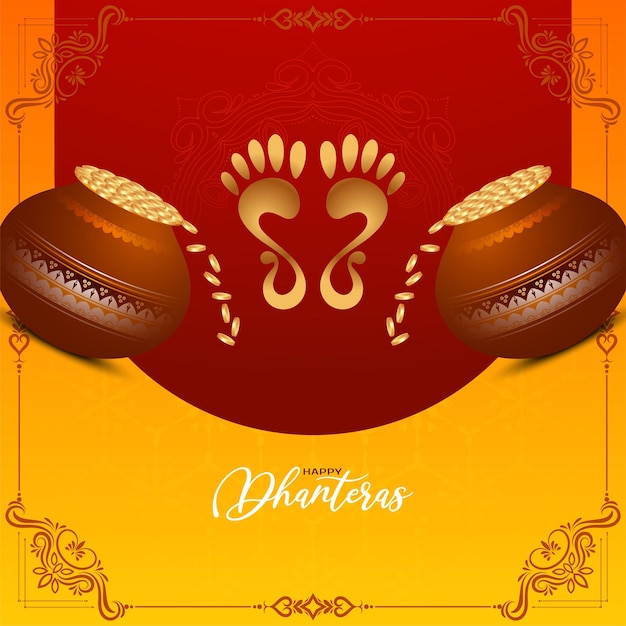 Happy dhanteras festival background with golden coins pot