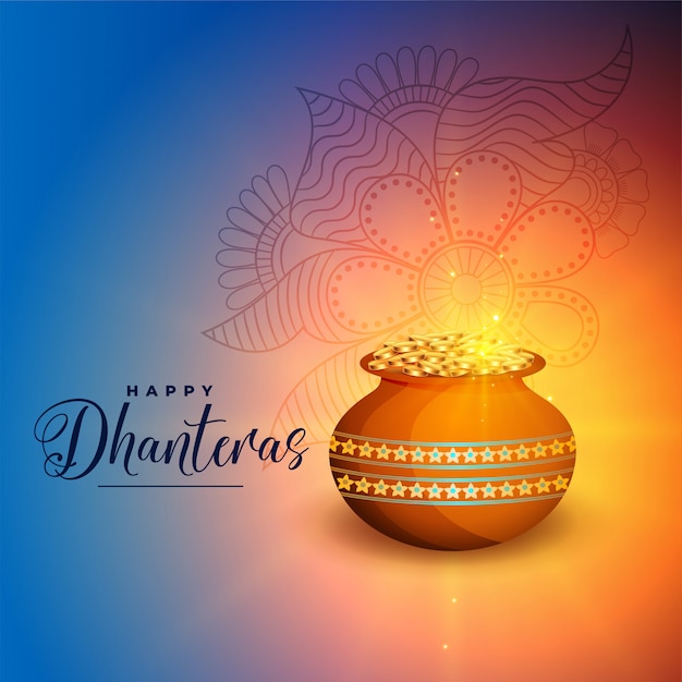 Happy dhanteras festival greeting card 