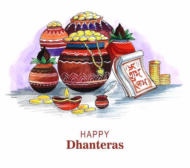 Happy dhanteras golden coins celebration card background