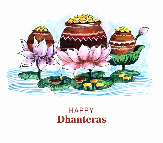 Happy dhanteras golden coins celebration card background