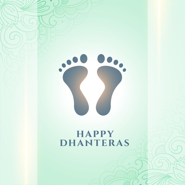 Free vector happy dhanteras holiday background with goddess charan for worship vector