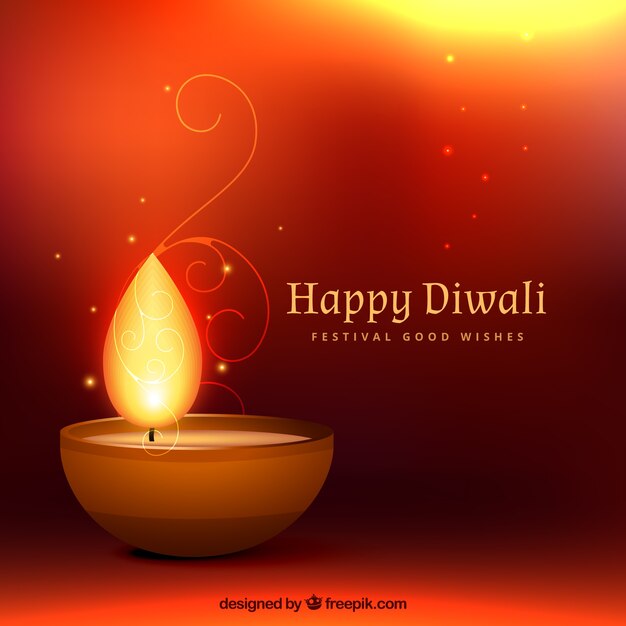 Happy diwali background with a candle