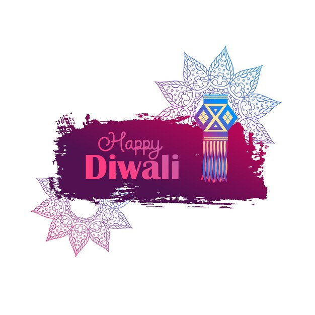 happy diwali background with hanging lamp