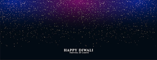 Happy diwali banner with falling sparkles