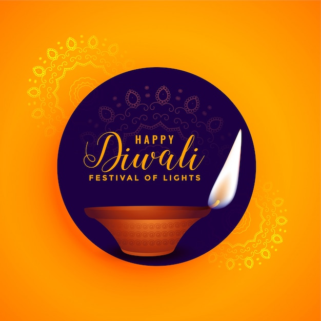 Happy diwali beautiful diya lamp festival background