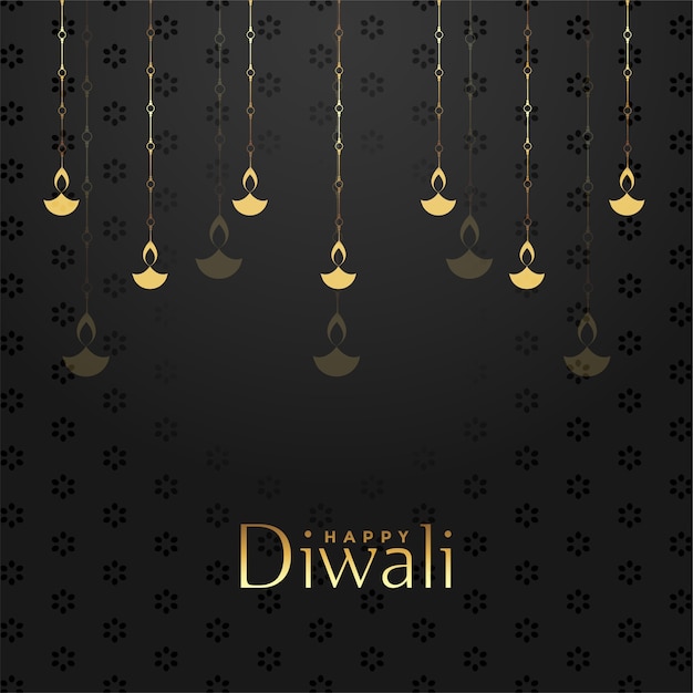 Happy diwali black and gold festival background design